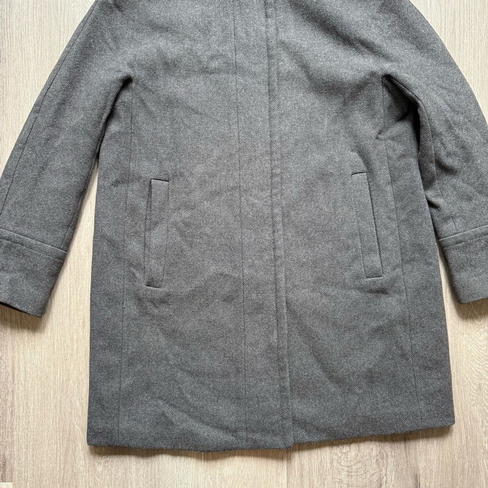 London Fog Charcoal Pea Trench Coat Size M Wool Blend Winter Cozy Warm - Picture 12 of 14